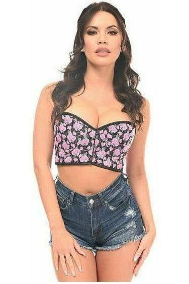 Lavish Pink Floral Underwire Short Bustier