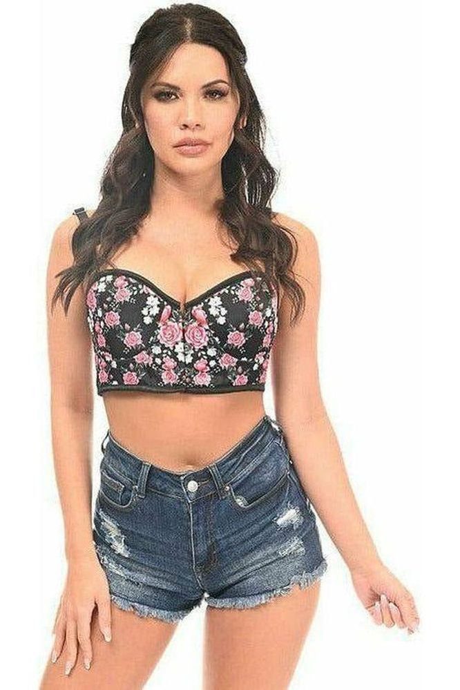 Lavish Pink Floral Underwire Short Bustier