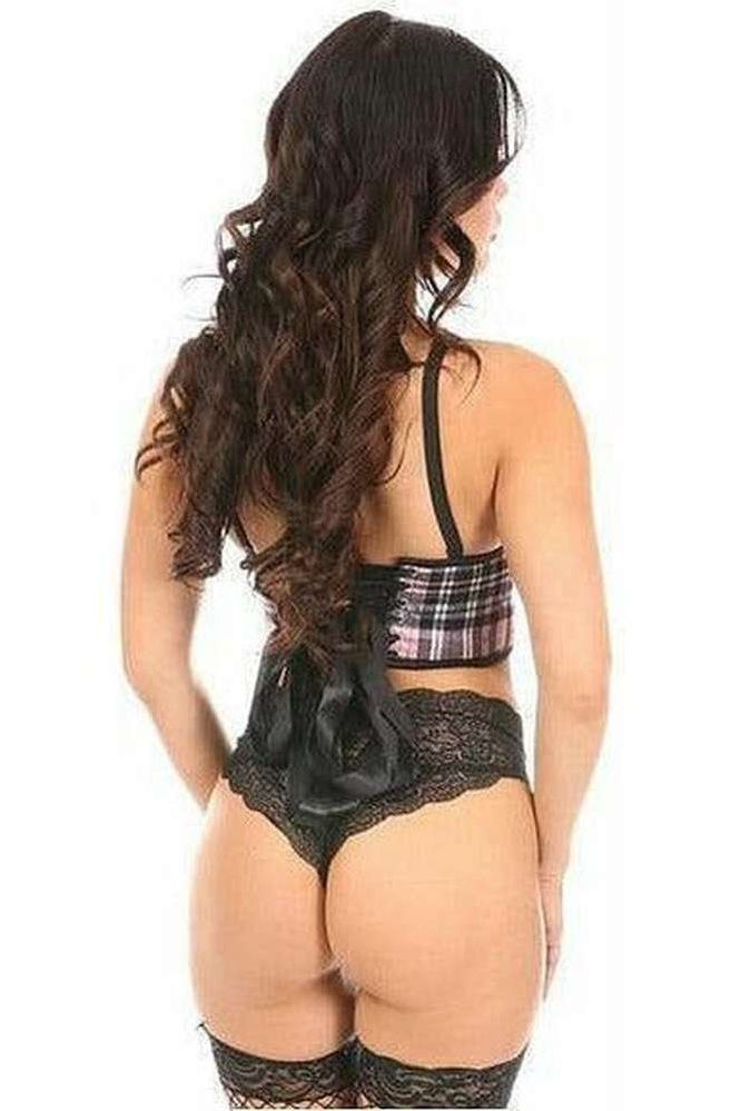 Lavish Pink Plaid Underwire Short Bustier