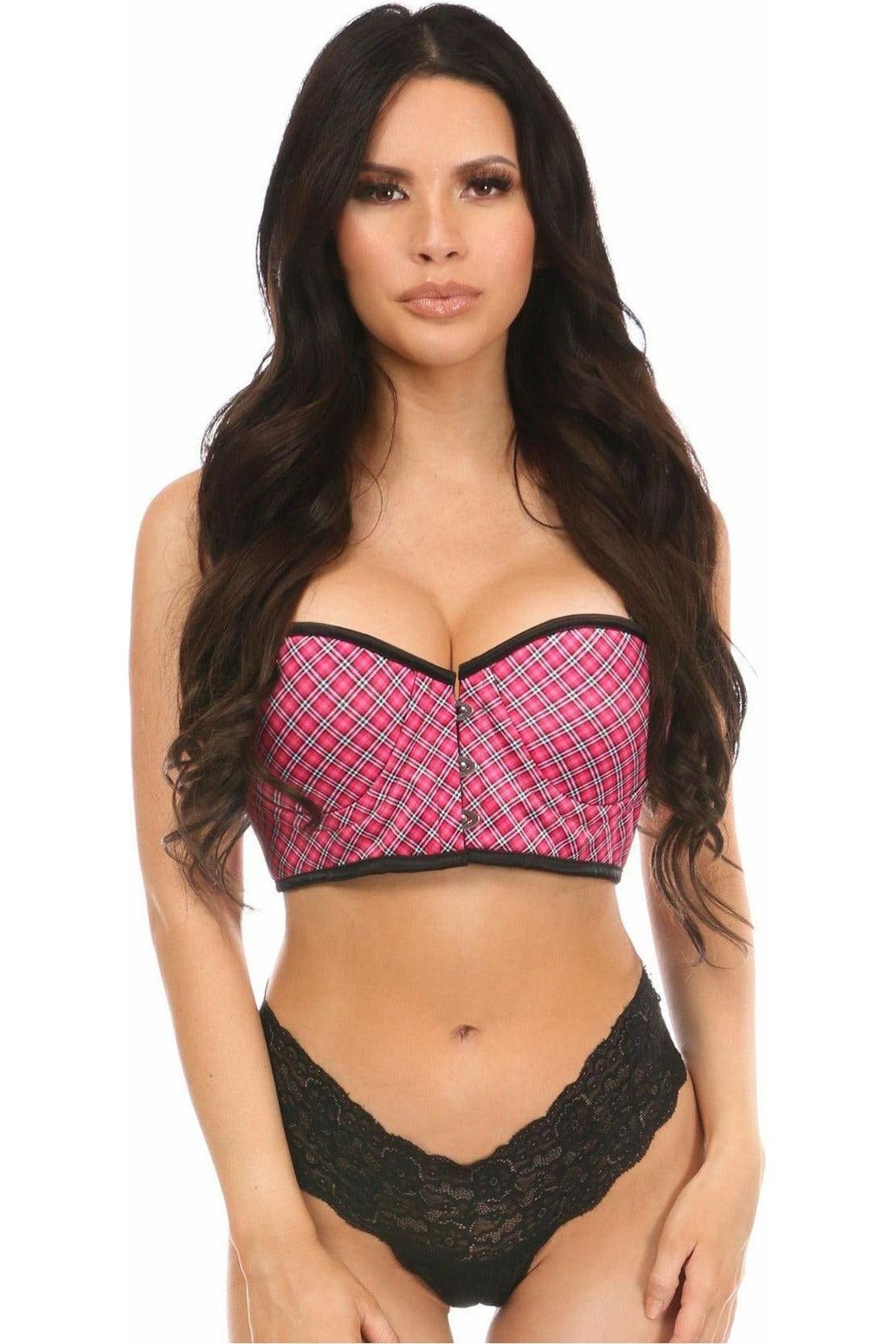 Lavish Pink Plaid Underwire Short Bustier