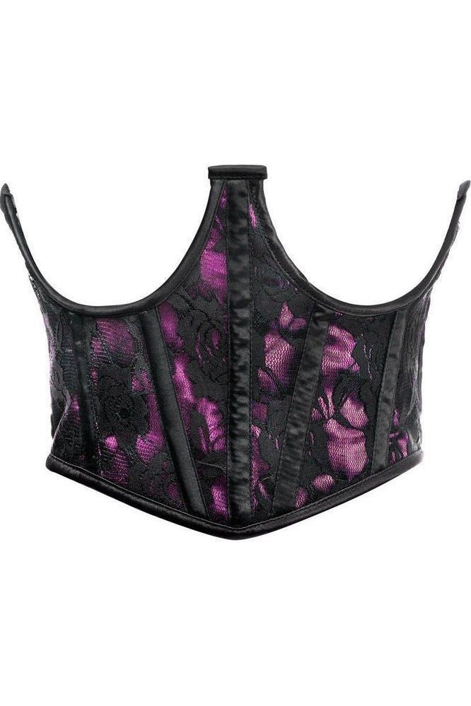 Lavish Pink w/Black Lace Overlay Open Cup Waist Cincher
