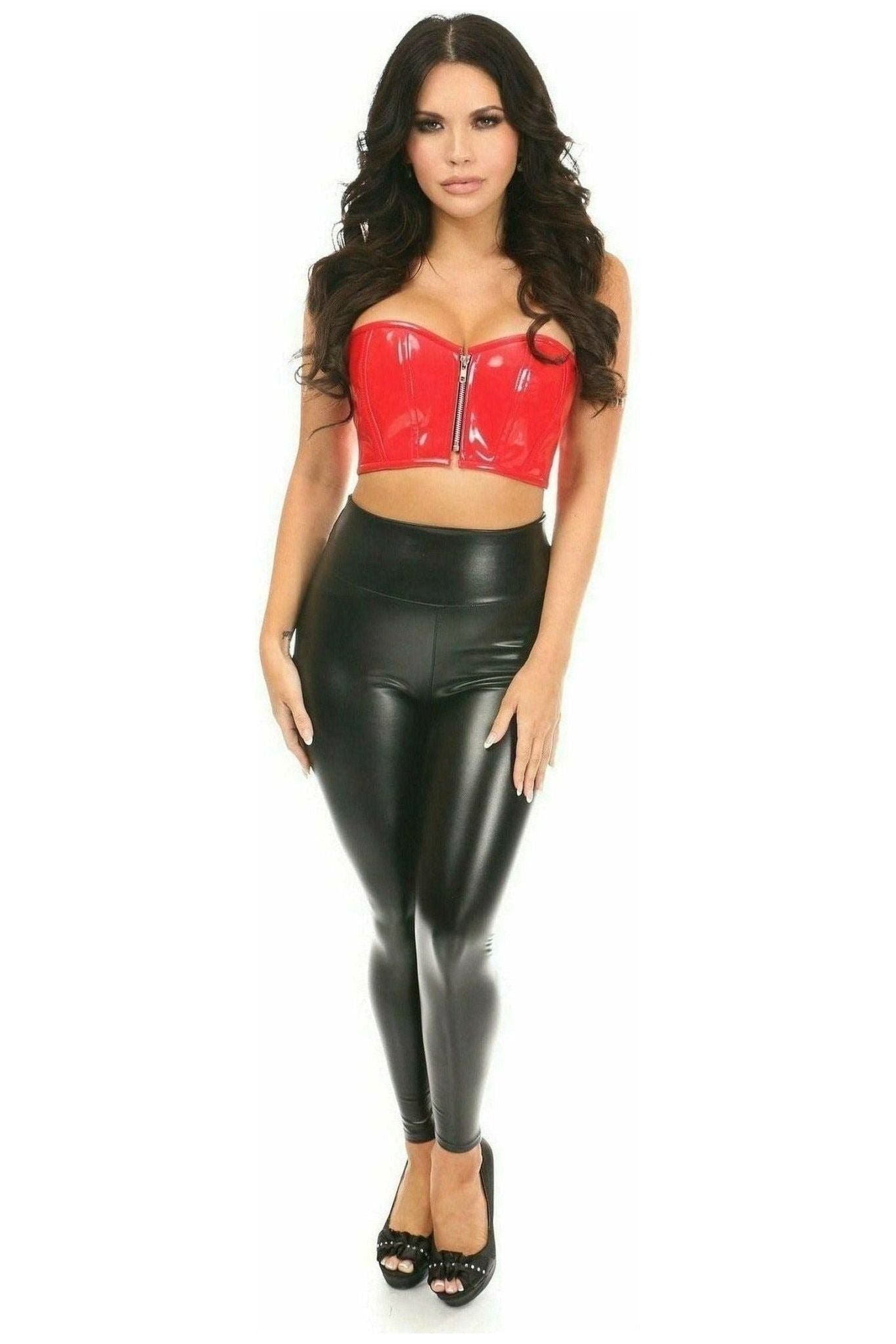 Lavish Red Patent Short Bustier Top