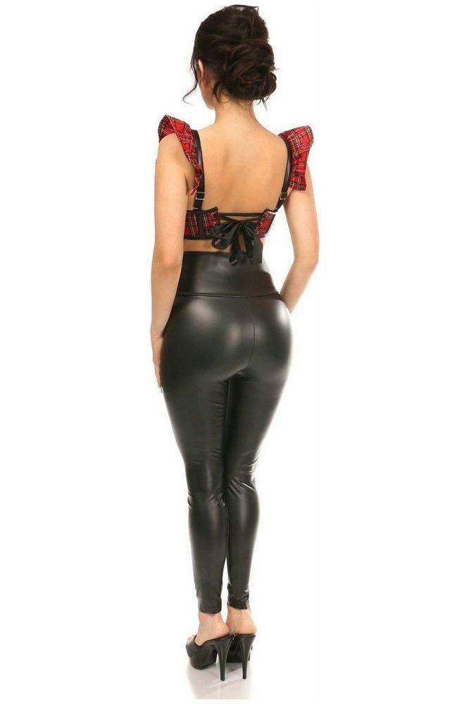 Lavish Red Plaid Underwire Bustier Top w/Removable Ruffle Sleeves
