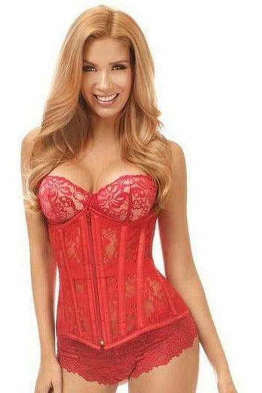 Lavish Red Sheer Lace Under Bust Corset