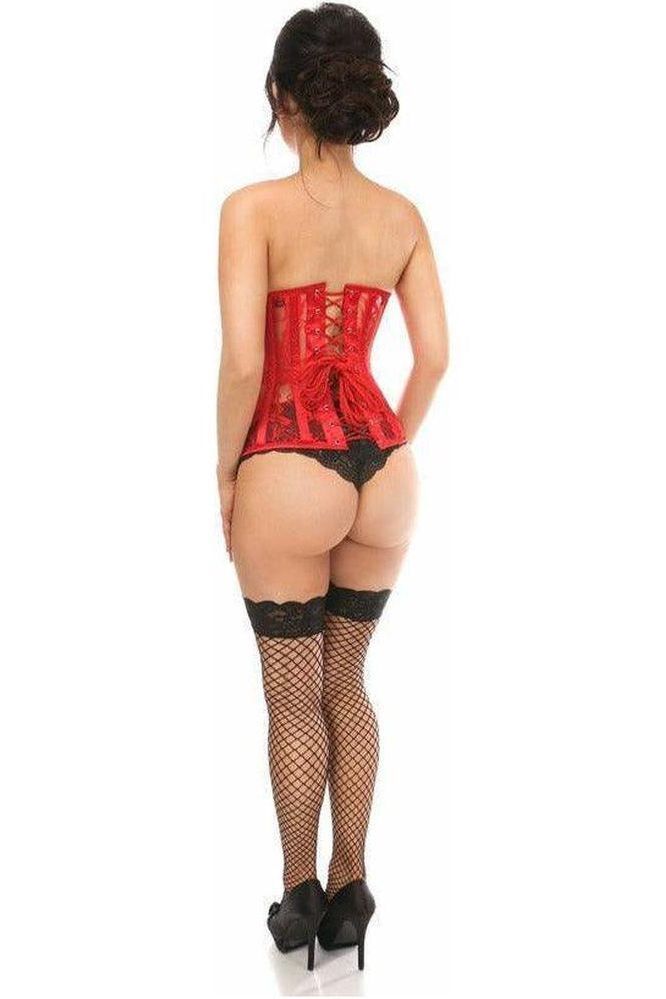 Lavish Red Sheer Lace Underwire Open Cup Underbust Corset