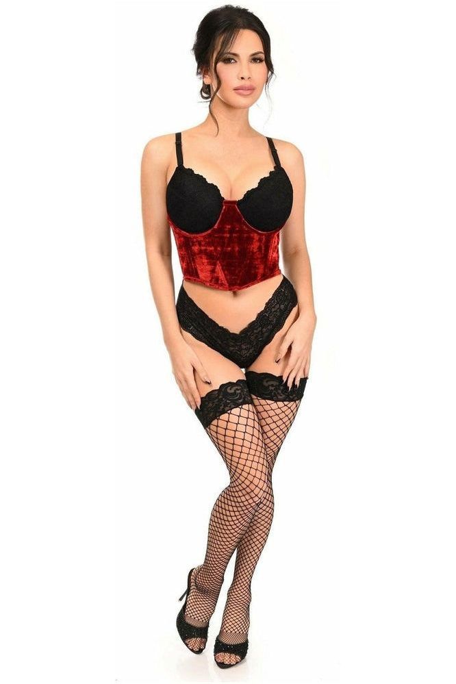 Lavish Red Velvet Underwire Waist Cincher Corset