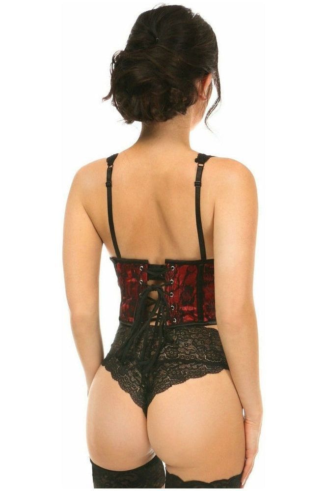 Lavish Red w/Black Lace Overlay Open Cup Waist Cincher