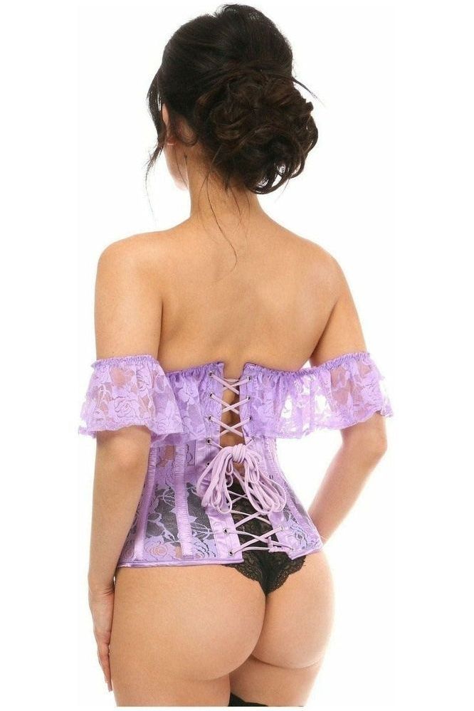 Lavish Sheer Lavender Lace Underbust Underwire Corset w/Ruffle Sleeve