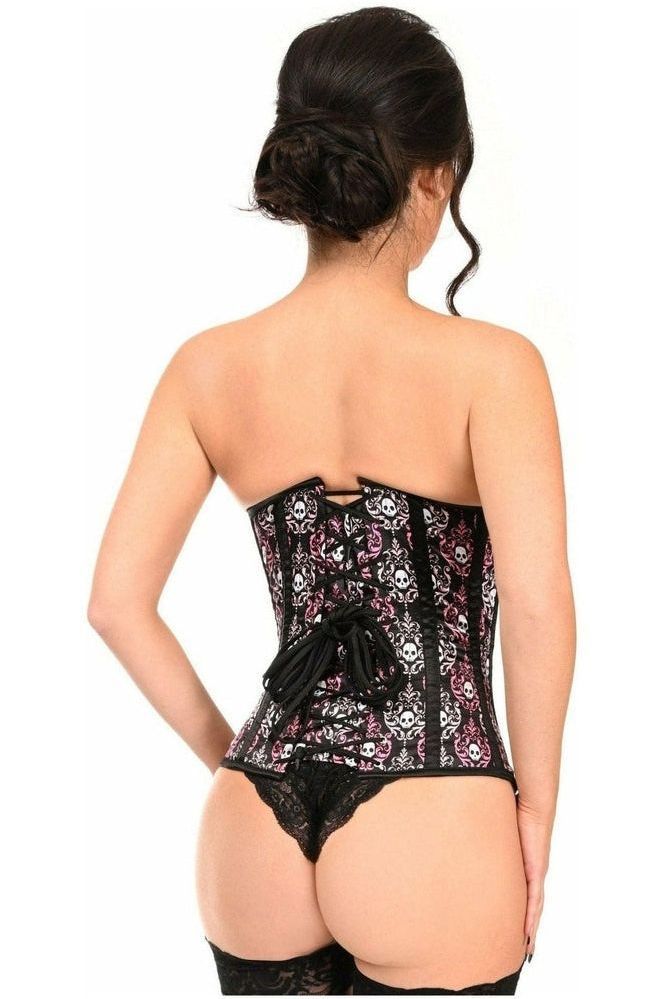 Lavish Skull Print Underwire Open Cup Underbust Corset