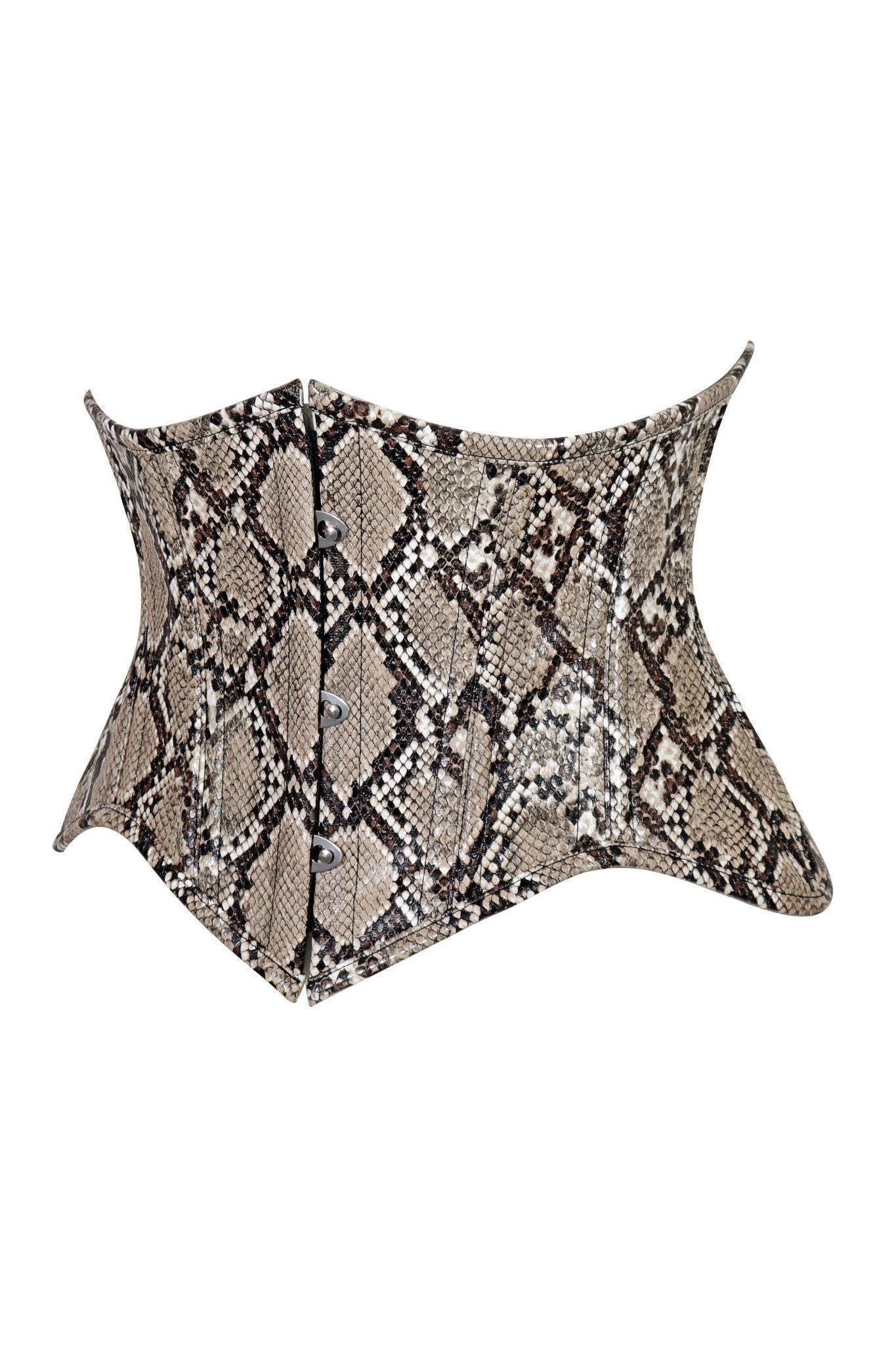 Lavish Snake Skin Print Mini Cincher Underbust Corset Waist Cincher Busk Closure