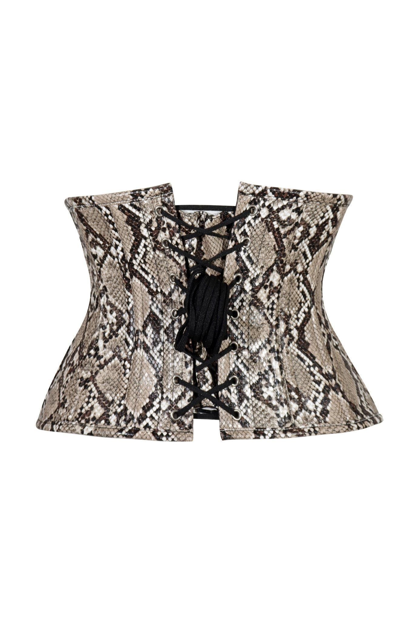 Lavish Snake Skin Print Mini Cincher Underbust Corset Waist Cincher Busk Closure
