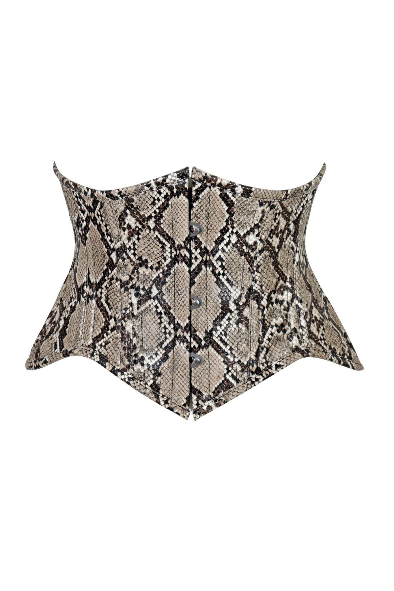 Lavish Snake Skin Print Mini Cincher Underbust Corset Waist Cincher Busk Closure