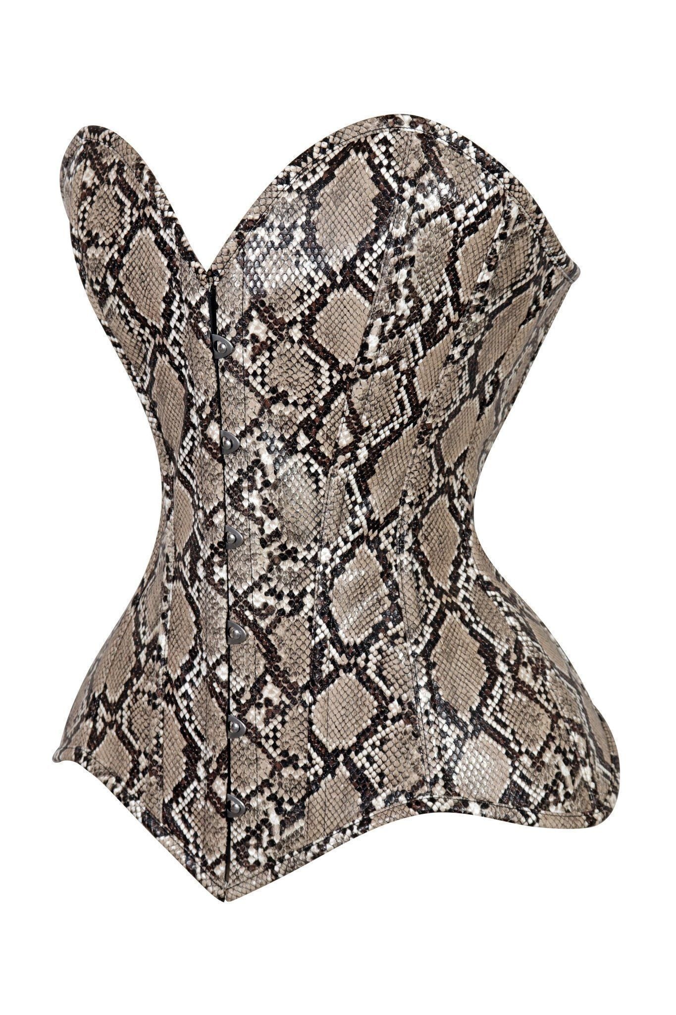 Lavish Snake Skin Print Overbust Corset Sweetheart Neckline Busk Closure