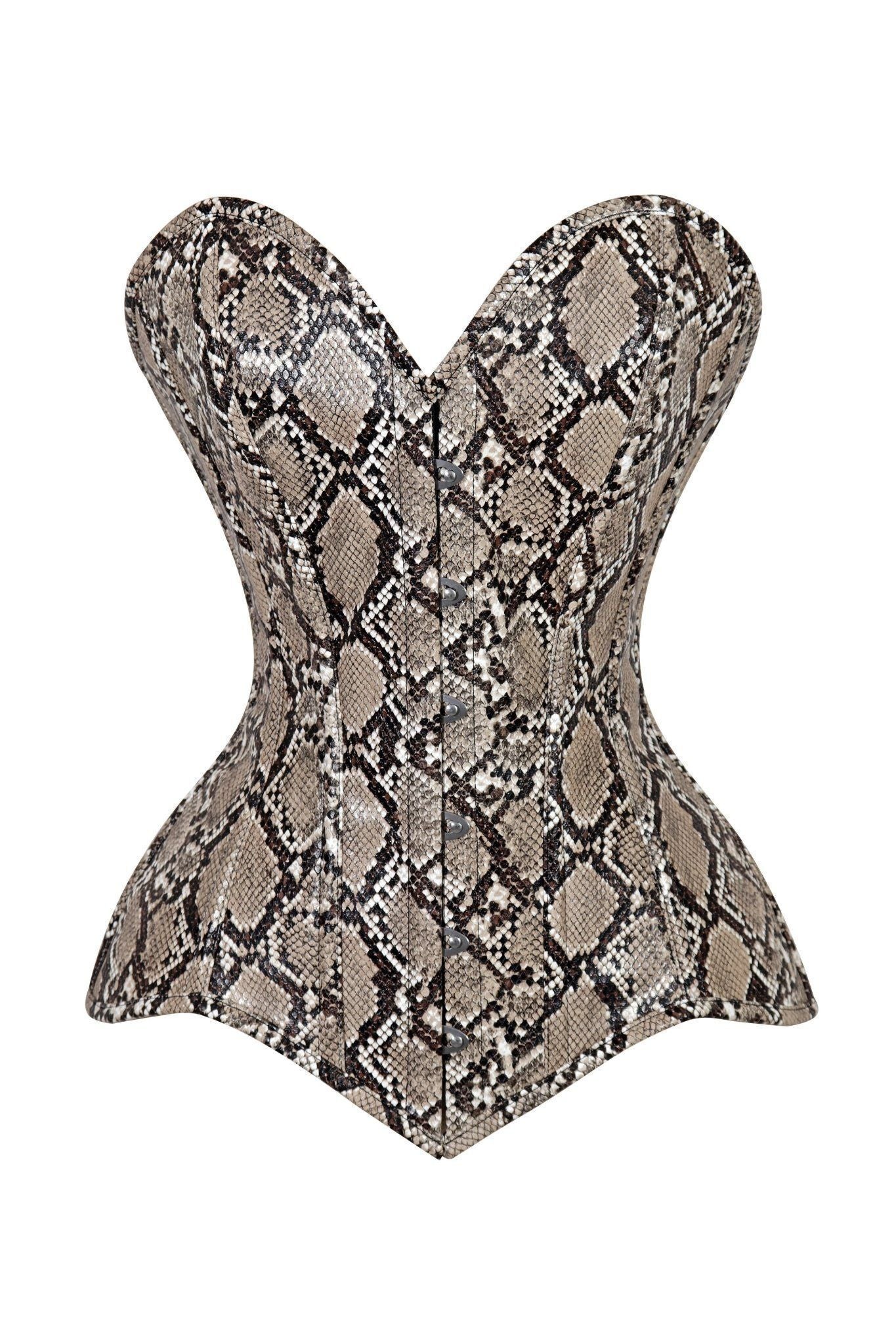 Lavish Snake Skin Print Overbust Corset Sweetheart Neckline Busk Closure