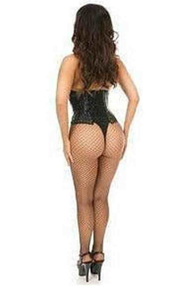 Lavish Wet Look Faux Leather Lace-Up Under Bust Corset