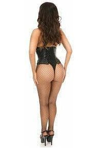 Lavish Wet Look Faux Leather Lace-Up Under Bust Corset