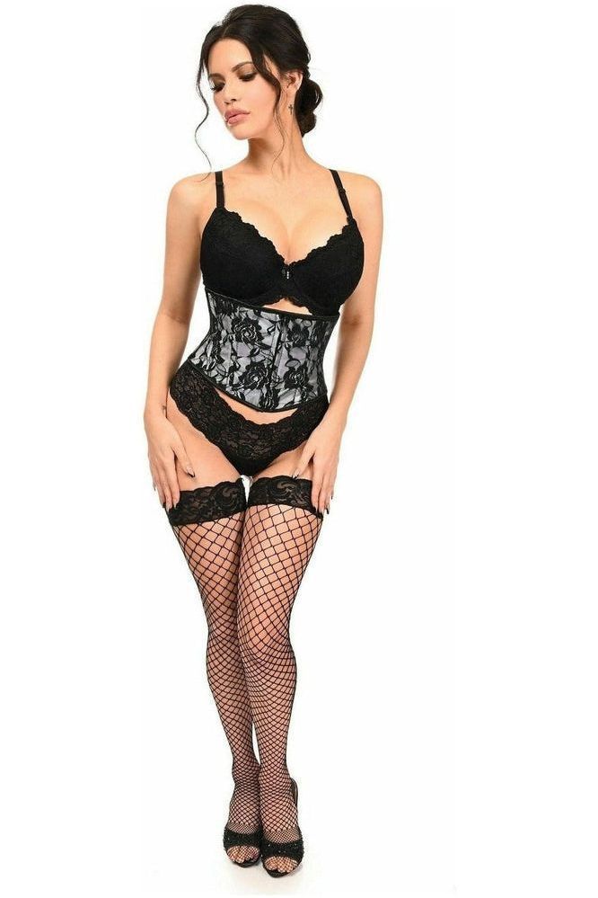 Lavish White w/Black Lace Overlay Mini Cincher