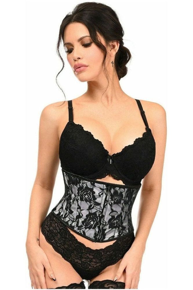 Lavish White w/Black Lace Overlay Mini Cincher