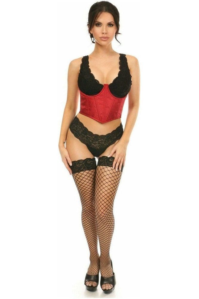 Lavish Wine Brocade Open Cup Waist Cincher