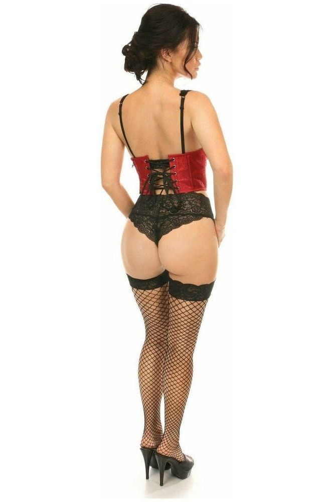 Lavish Wine Brocade Open Cup Waist Cincher