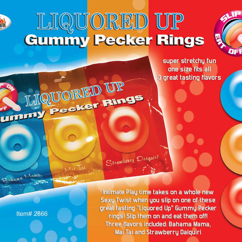 LIQUORED UP PECKER GUMMY RINGS 3PK