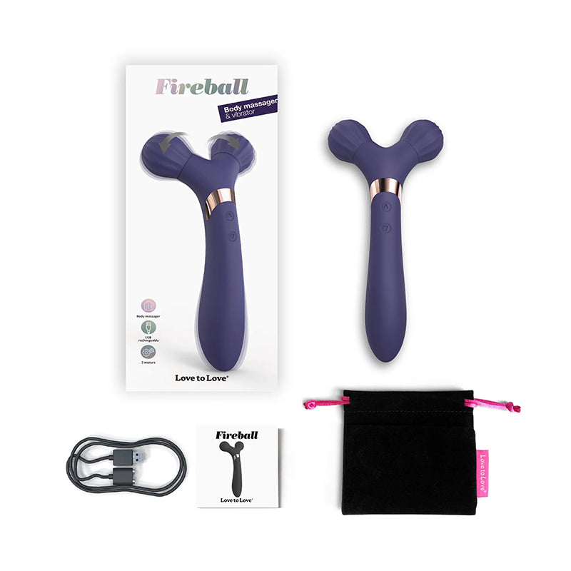 Love to Love Fireball Rechargeable Dual Ended Silicone Body Massager & Vibrator-Pinkfoxxx