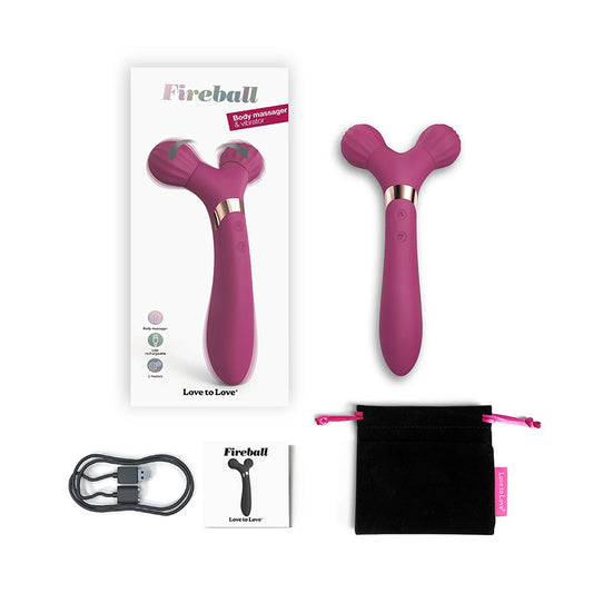 Love to Love Fireball Rechargeable Dual Ended Silicone Body Massager & Vibrator-Pinkfoxxx