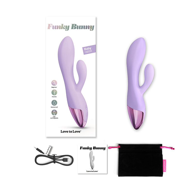 Love to Love Funky Bunny Rechargeable Baby Rabbit Silicone Dual Stimulation Vibrator-Pinkfoxxx