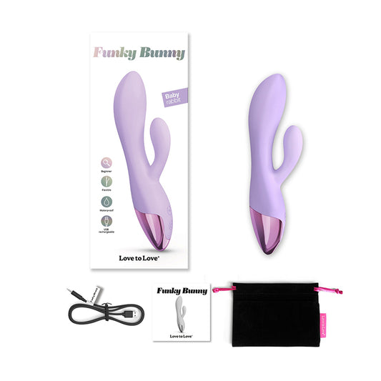 Love to Love Funky Bunny Rechargeable Baby Rabbit Silicone Dual Stimulation Vibrator-Pinkfoxxx