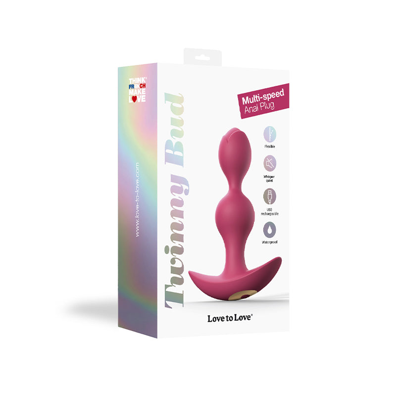 Love to Love Twinny Bud Rechargeable Silicone Multi-Speed Vibrating Anal Plug-Pinkfoxxx
