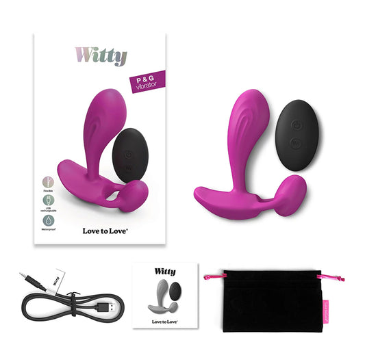 Love to Love Witty Rechargeable Remote-Controlled Silicone P & G Vibrator-Pinkfoxxx