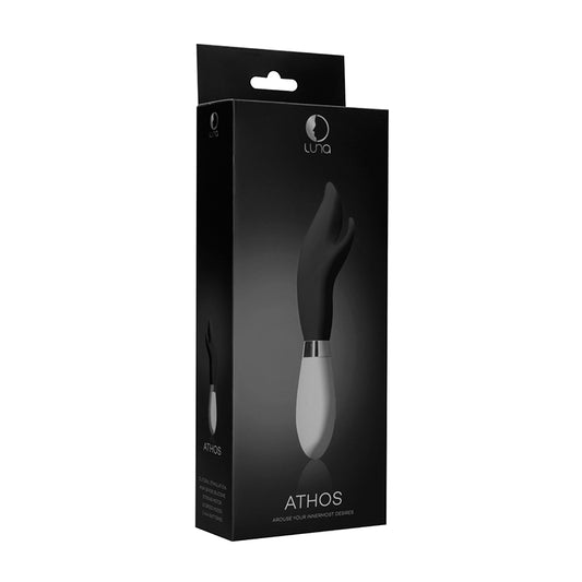 Luna Athos 10-Speed Silicone Dual Stimulation Vibrator Black-Pinkfoxxx