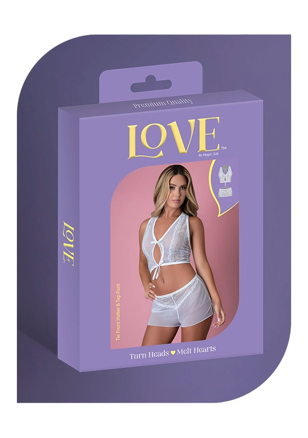 Love Mesh Tie Front Halter & Tap Pant
