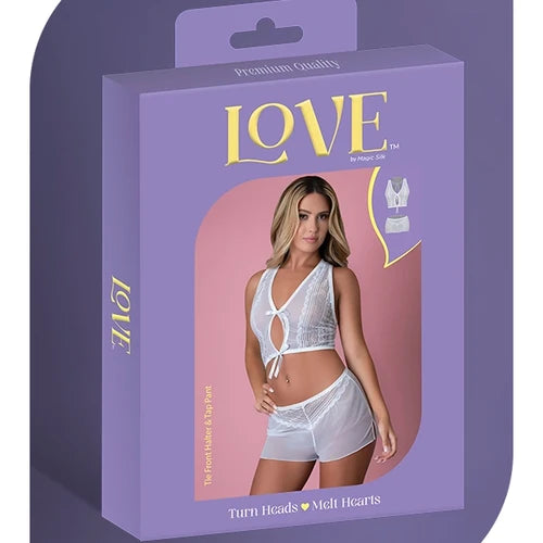 Love Mesh Tie Front Halter & Tap Pant