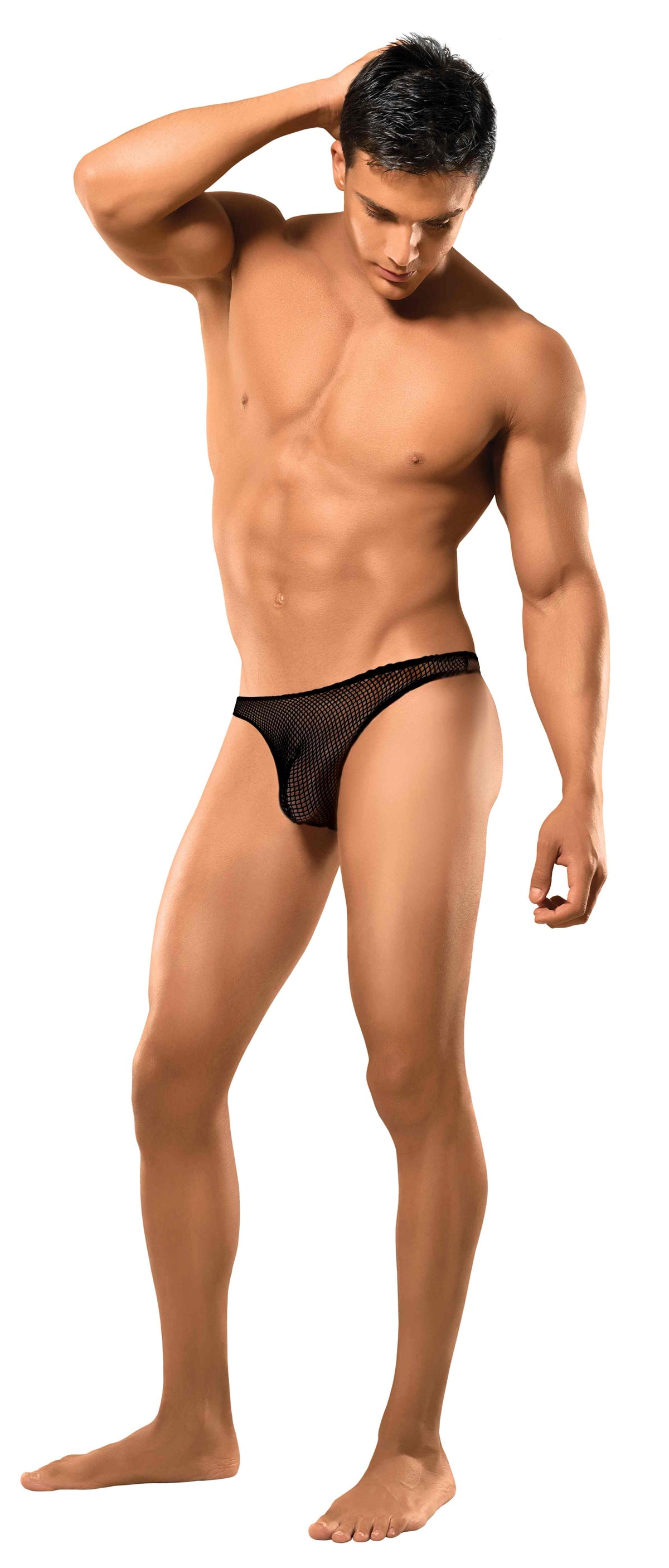 STRETCH NET BONG THONG BLACK L/XL - MPPAK44211CBKLX