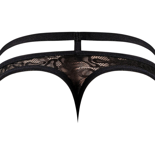 LUCIFER CUTOUT THONG BLACK S/M - MP446289BKSM