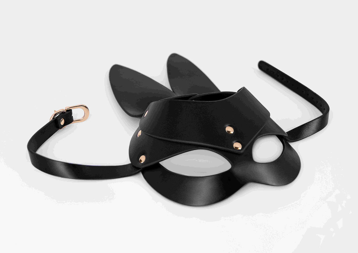 PU LEATHER BUNNY MASK BLACK OS - MP805466BK1S