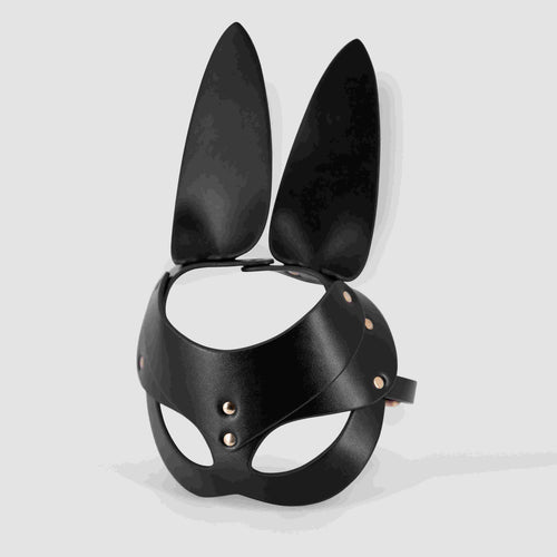 PU LEATHER BUNNY MASK BLACK OS - MP805466BK1S