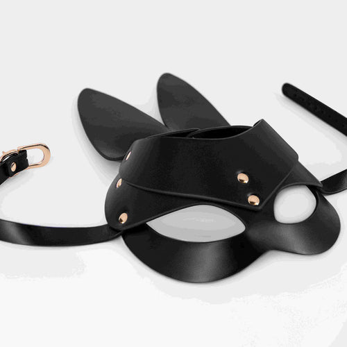 PU LEATHER BUNNY MASK BLACK OS - MP805466BK1S