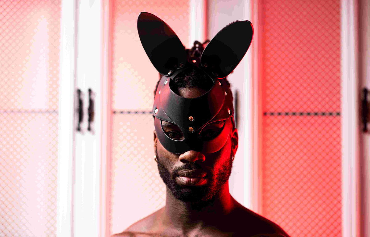 PU LEATHER BUNNY MASK BLACK OS - MP805466BK1S