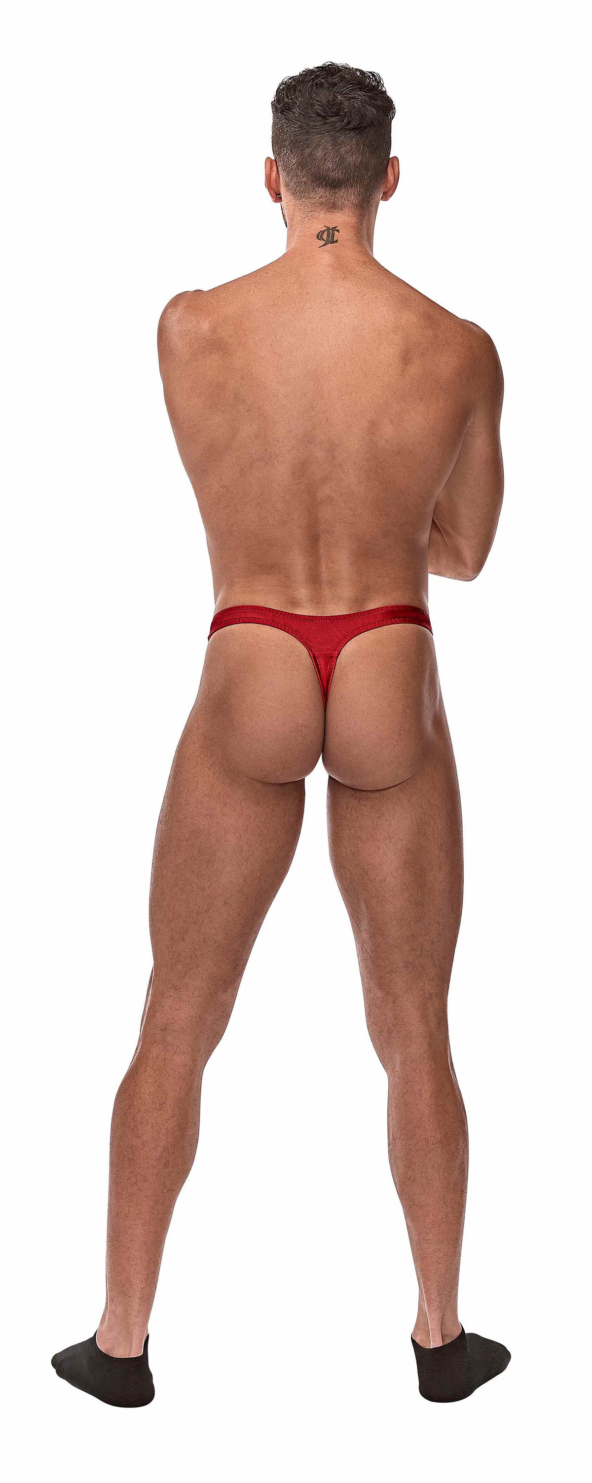 NYLON/SPANDEX PULL TAB THONG RED O/S - MPPAK834RE1S