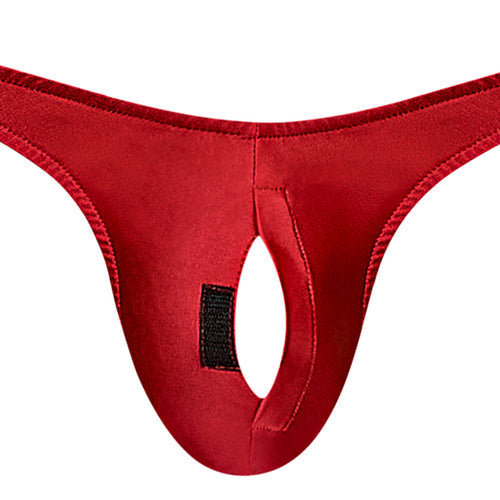 NYLON/SPANDEX PULL TAB THONG RED O/S - MPPAK834RE1S