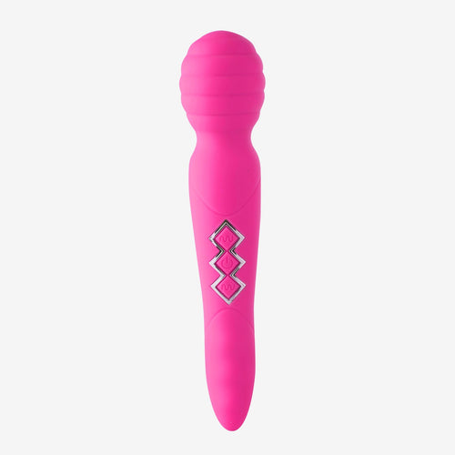 ZOE RECHARGEABLE DUAL VIBRATING WAND HOT PINK - MTAV302PK