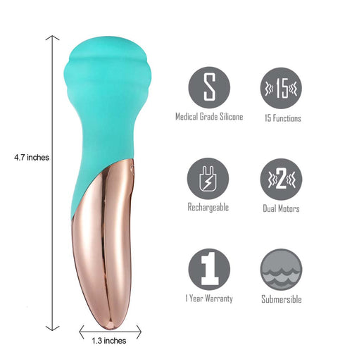 KALI DUAL MOTOR RECHARGEABLE VIBRATING MINI WAND - MTMA2108