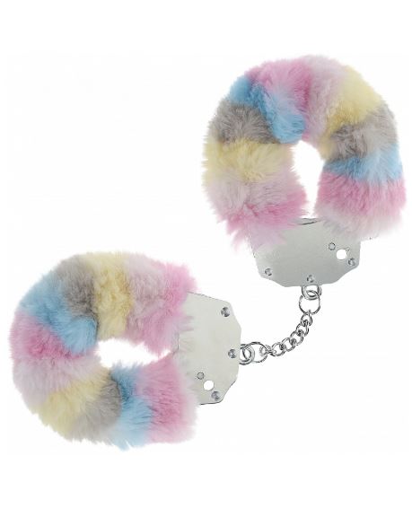 OUCH! HEAVY DUTY FLUFFY HANDCUFFS - MULTICOLOR 2 - SHTOU1046MUL2