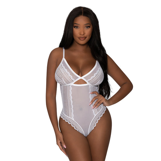 Magic Silk Modern Romance Cheeky Teddy White L/XL-Pinkfoxxx