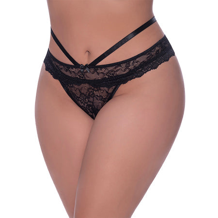 Magic Silk Ooh La Lace Peek-a-Boo Cheeky Panty Black Queen Size-Pinkfoxxx