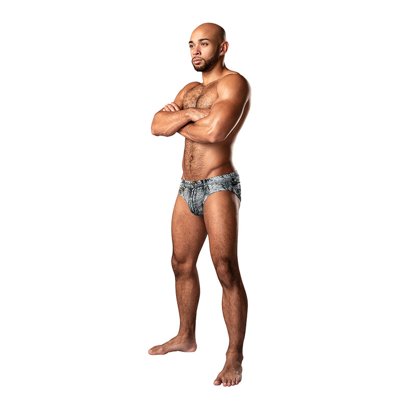 Male Power Dirty Denim Bikini Denim Print XL-Pinkfoxxx