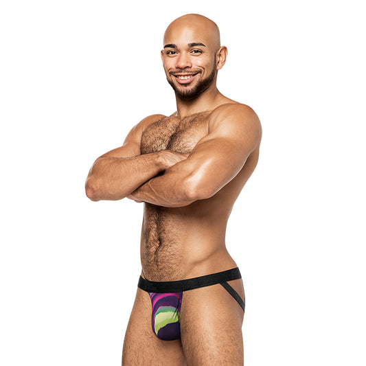 Male Power Galactic Strappy Ring Jock Print L/XL-Pinkfoxxx