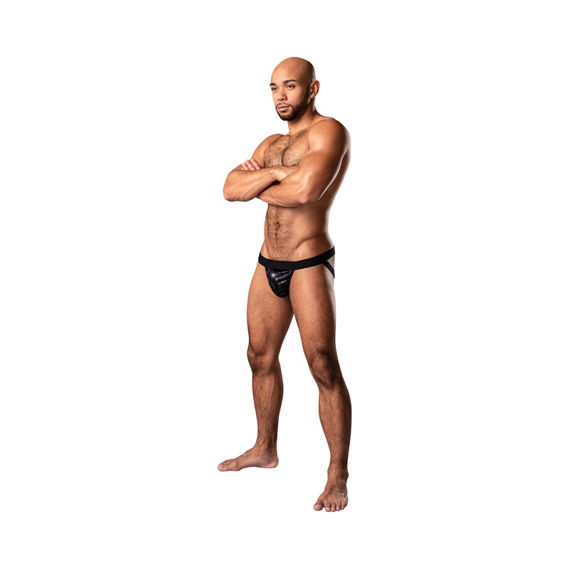 Male Power KaleiDickscope Strappy Ring Jock Black L/XL-Pinkfoxxx